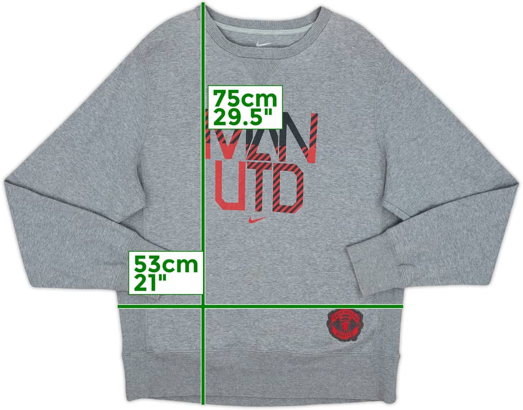 2012-13 Manchester United Nike Sweat Top - 8/10 - (XXL)