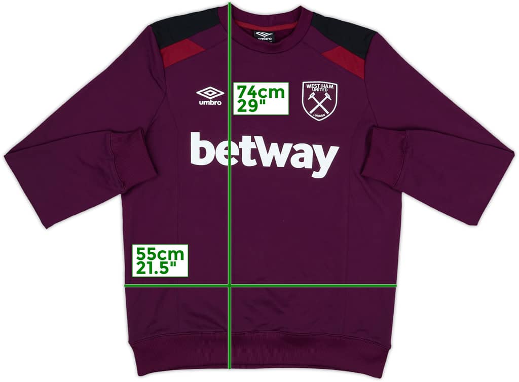 2018-19 West Ham Umbro Sweat Top - 7/10 - (L)