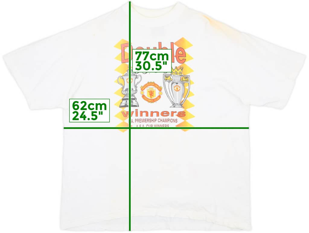 1995-96 Manchester United 'Double' Graphic Tee - 5/10 - (XXL)