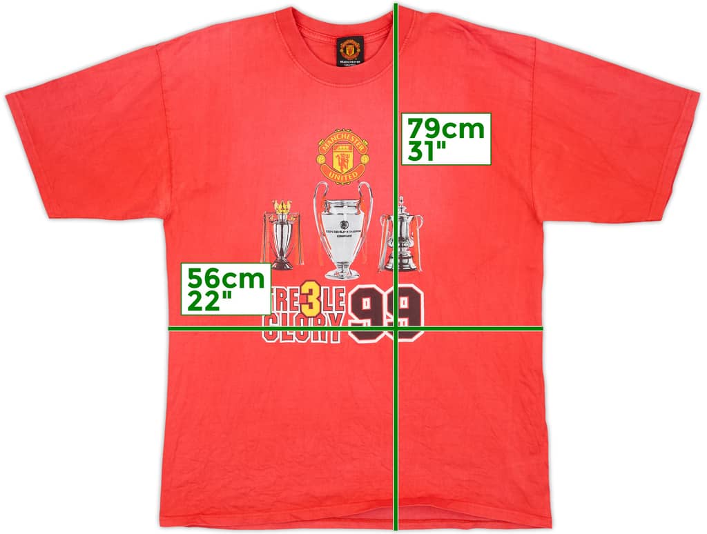 1999-00 Manchester United 'Treble' Graphic Tee - 6/10 - (XL)