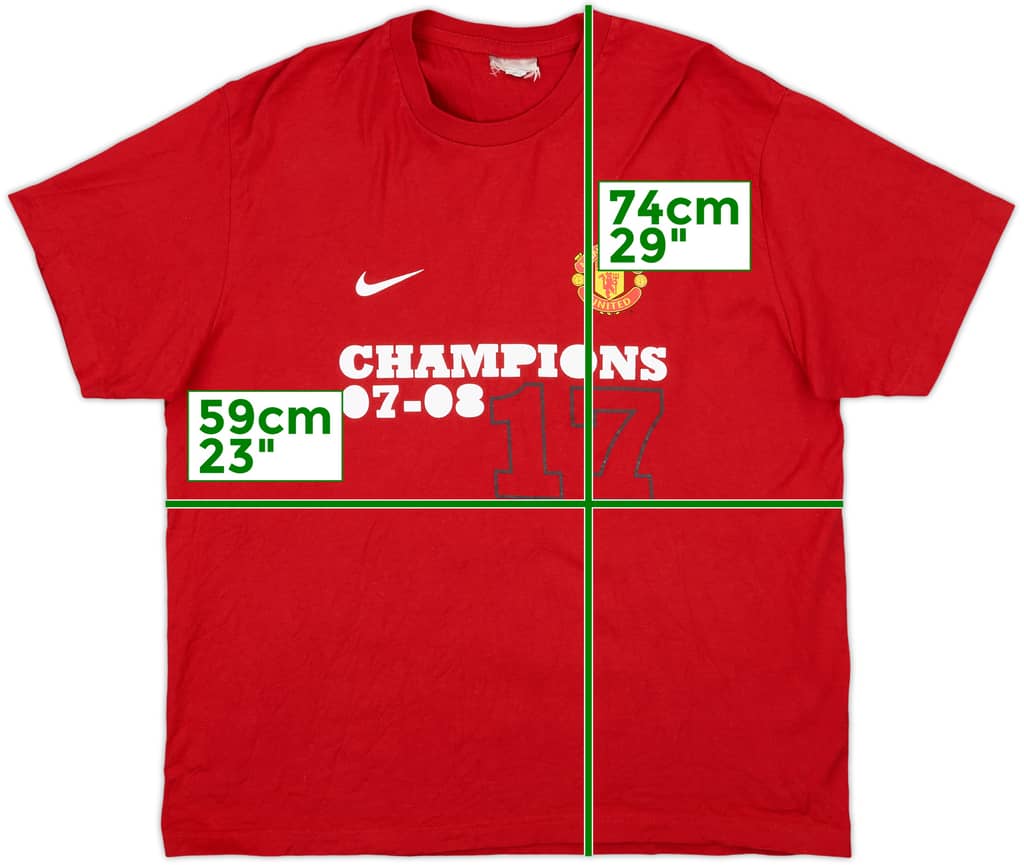 2007-08 Manchester United Nike 'Champions' Cotton Tee - 8/10 - (XL)