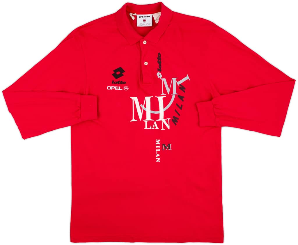 1993-94 AC Milan Lotto Polo L/S Shirt - 10/10 - (XL)