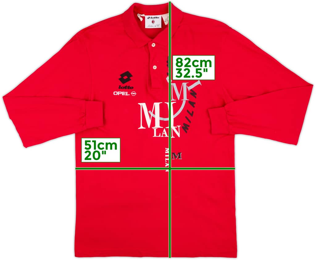 1993-94 AC Milan Lotto Polo L/S Shirt - 10/10 - (XL)
