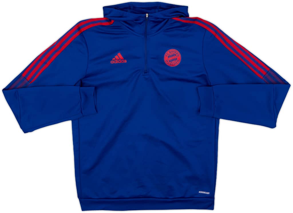 2021-22 Bayern Munich adidas 1/4 Zip Hooded Sweat Top - 8/10 - (M)