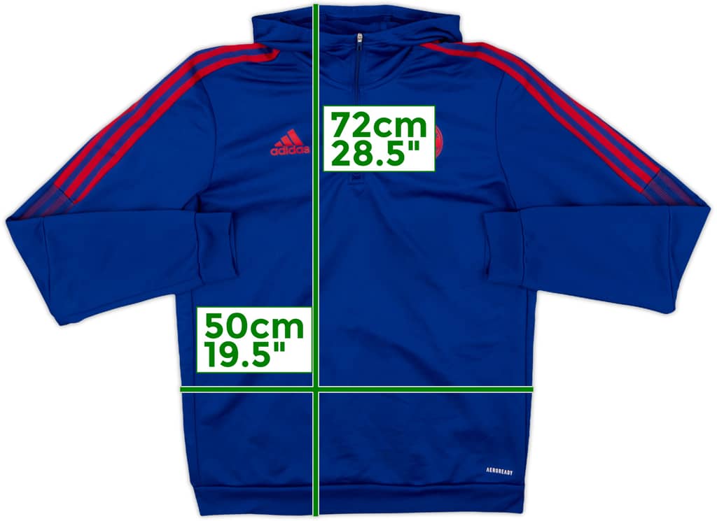 2021-22 Bayern Munich adidas 1/4 Zip Hooded Sweat Top - 8/10 - (M)