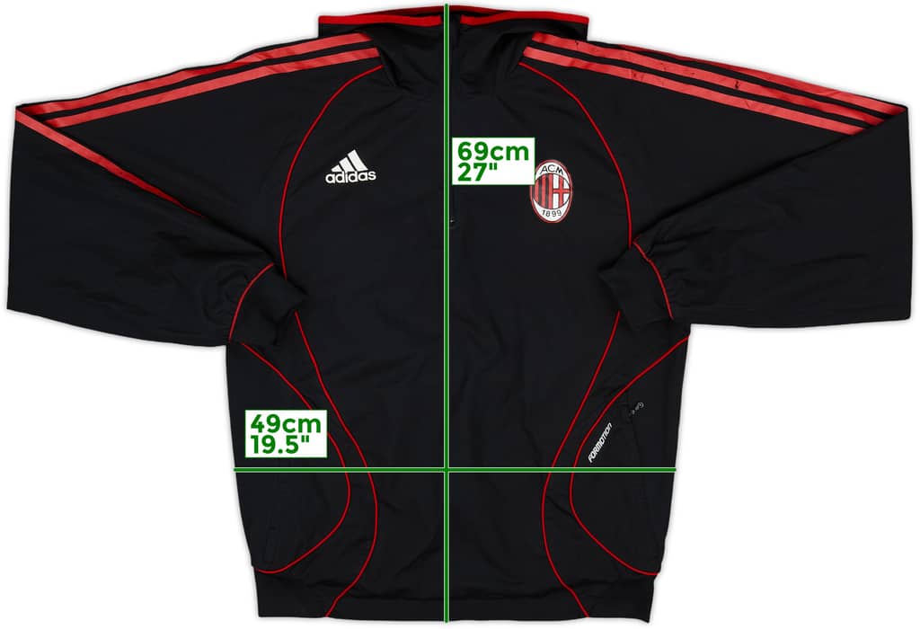 2006-07 AC Milan adidas 1/4 Zip Hooded Rain Jacket - 7/10 - (L)