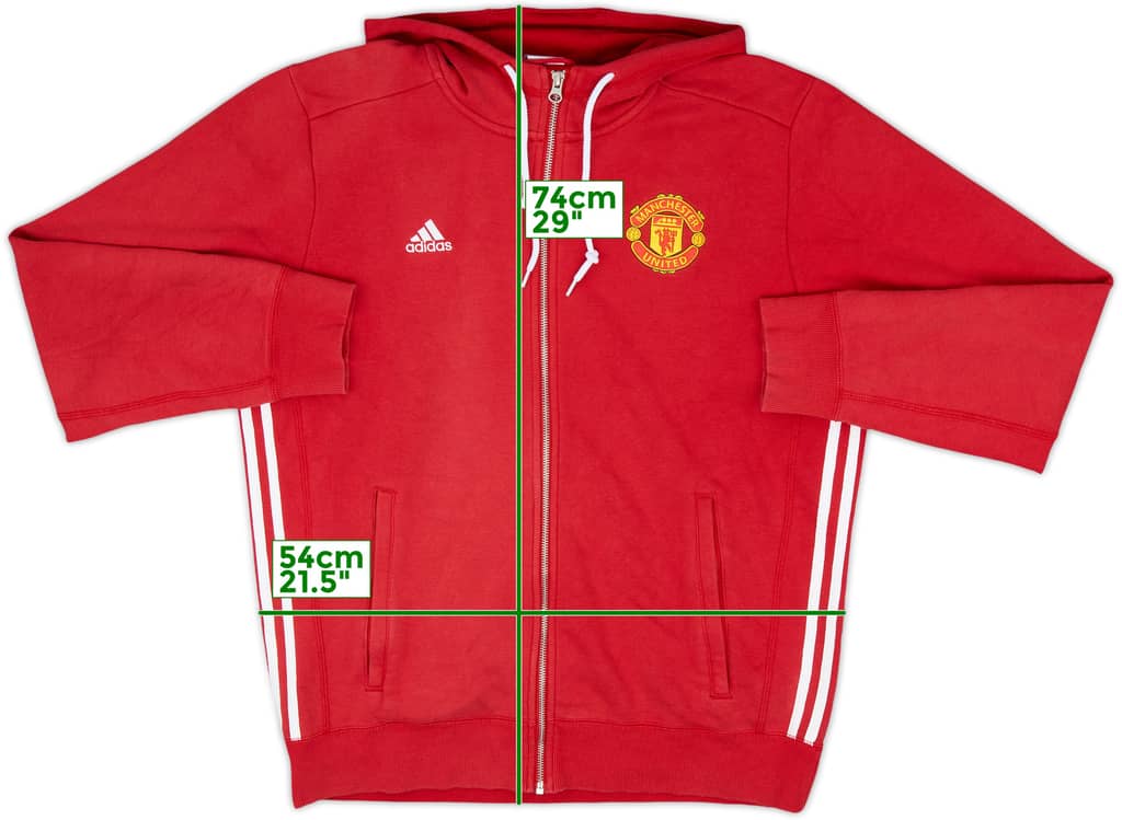 2016-17 Manchester United adidas Hooded Sweat Top - 8/10 - (L)