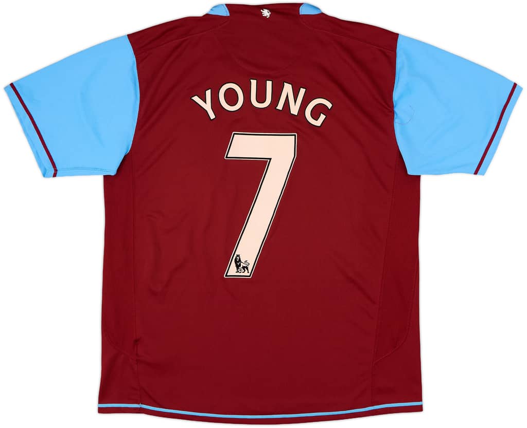 2007-08 Aston Villa Home Shirt Young #7 - 7/10 - (L)