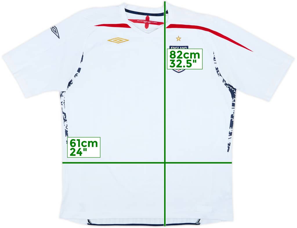 2007-09 England Home Shirt - 4/10 - (XXL)