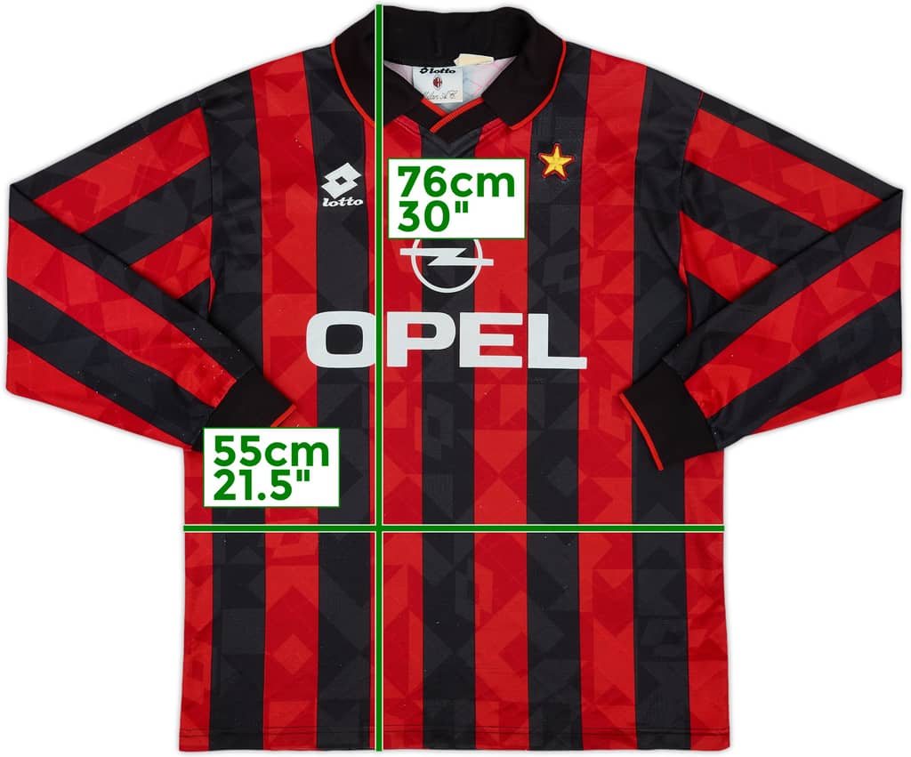 1994-95 AC Milan Home L/S Shirt - 8/10 - (L)