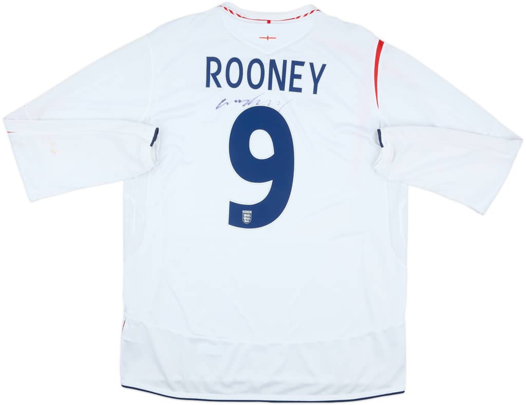 2005-07 England Signed Home L/S Shirt Rooney #9