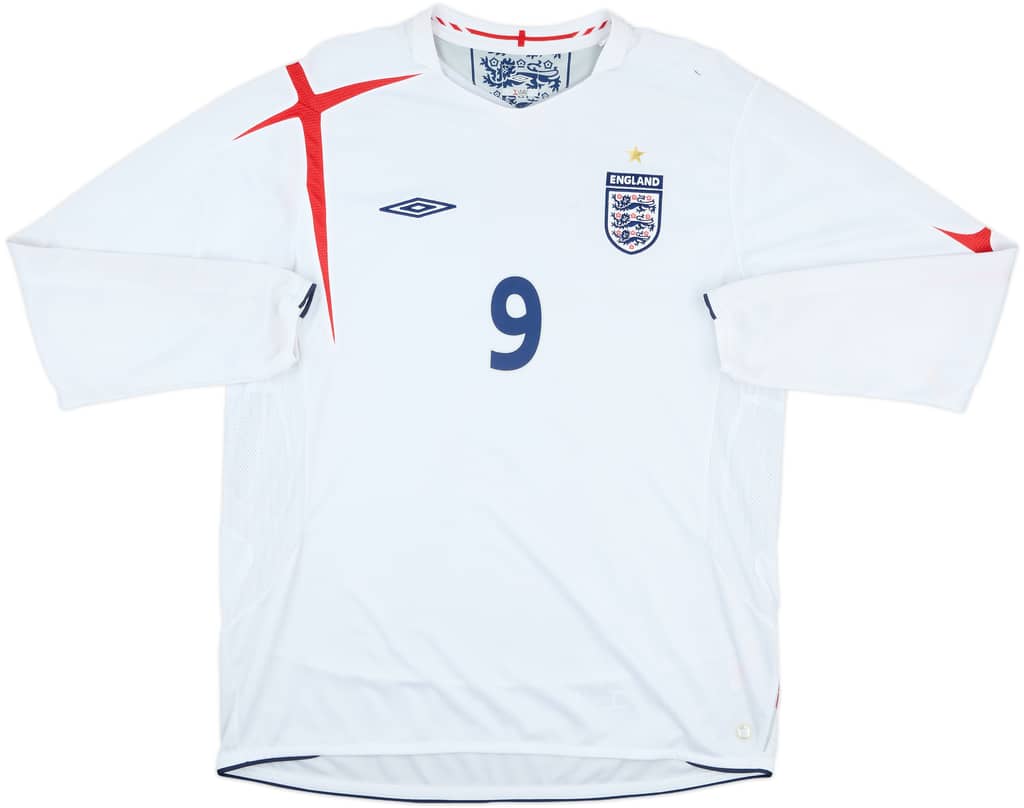 2005-07 England Signed Home L/S Shirt Rooney #9