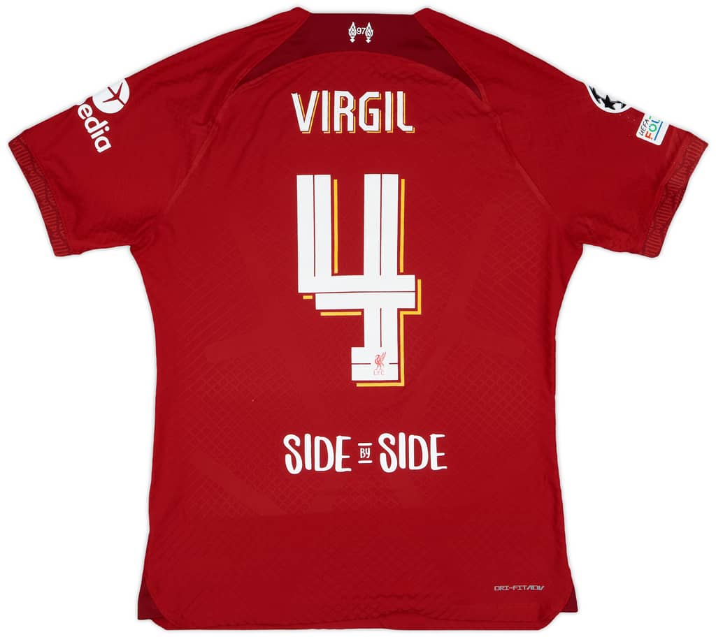 2022-23 Liverpool Match Issue Champions League Home Shirt Virgil #4