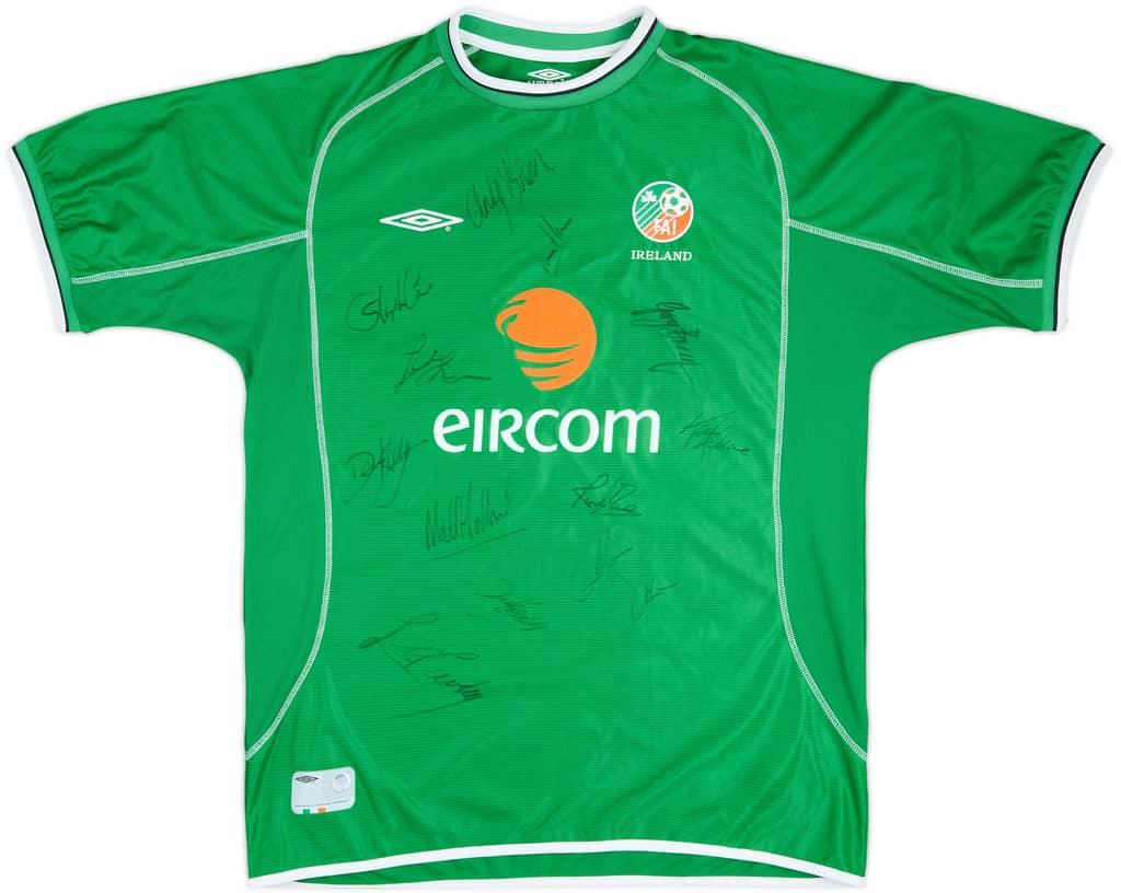 2001-03 Ireland Squad Signed Home Shirt - 7/10 - (XL)