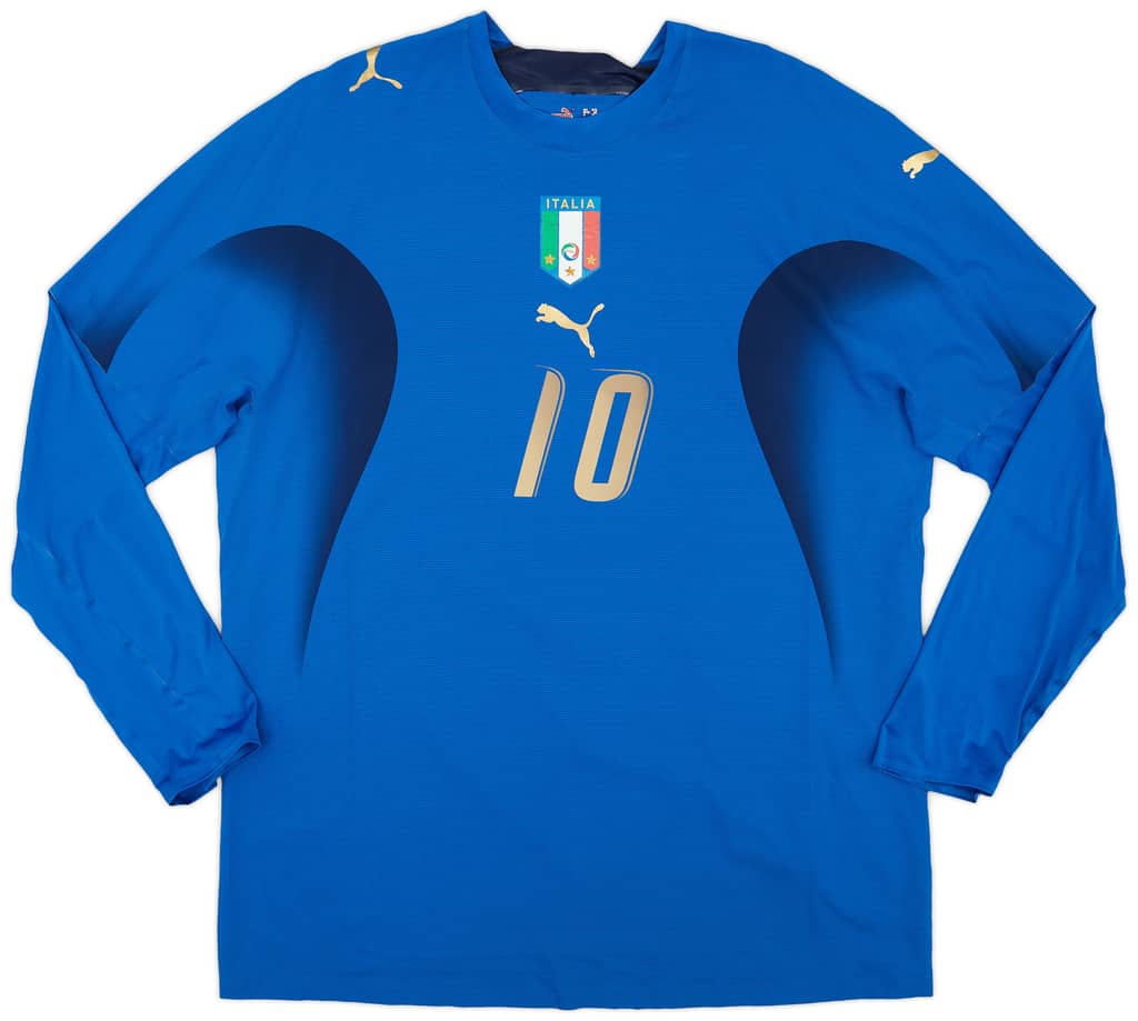 2006 Italy Authentic Home L/S Shirt Totti #10 - 7/10 - (XXL)