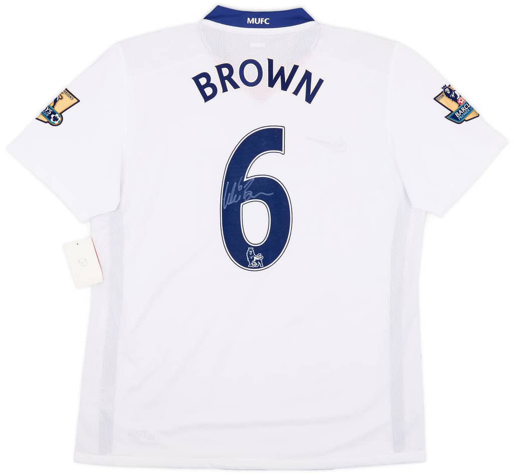 2008-09 Manchester United Player Issue Signed Away Shirt Brown #6