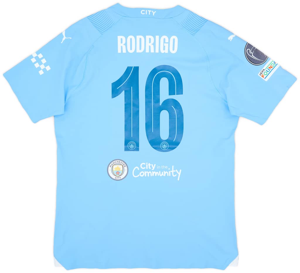2023-24 Manchester City Match Issue Champions League Home Shirt Rodrigo #16