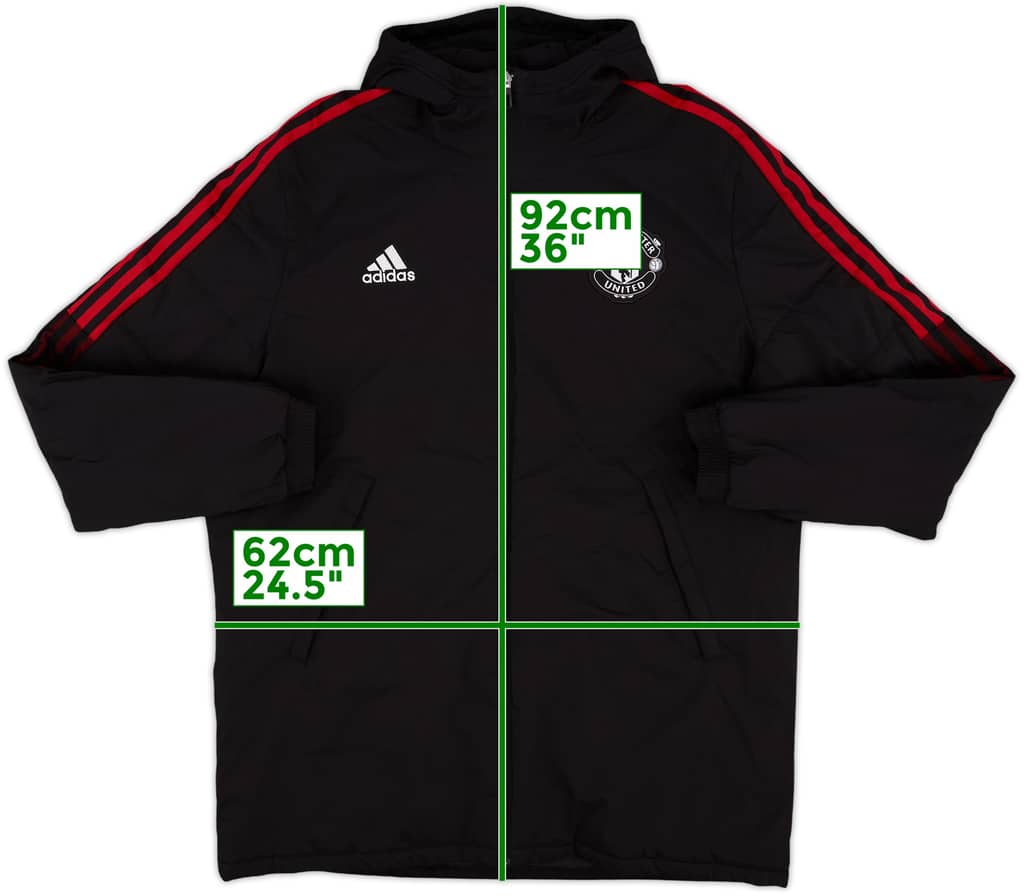 2021-22 Manchester United adidas Hooded Bench Coat - 10/10 - (XL)
