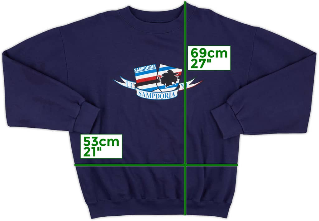 1991-92 Sampdoria Asics Sweat Top - 7/10 - (XL)