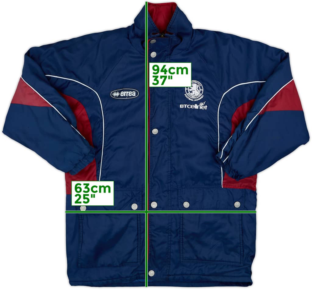Abrigo acolchado de banquillo Errea del Middlesbrough Football Academy 1997-98 - 8/10 - (M)