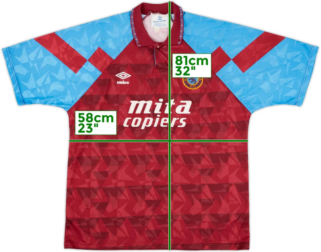 1990-92 Aston Villa Home Shirt - 8/10 - (XL)