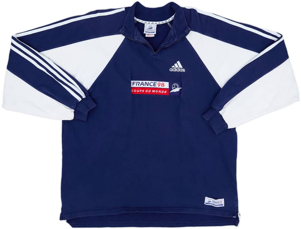 1998 Adidas France "Coupe du Monde" 1/4 Zip Sweat Top - 5/10 - (XL)