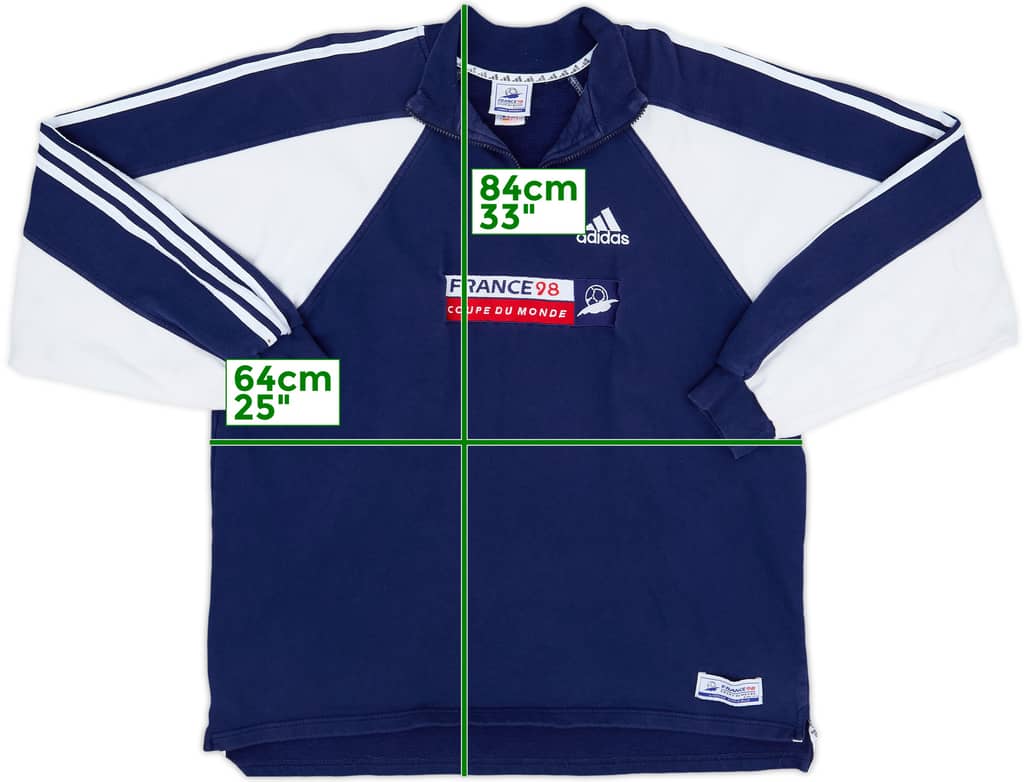 1998 Adidas France "Coupe du Monde" 1/4 Zip Sweat Top - 5/10 - (XL)