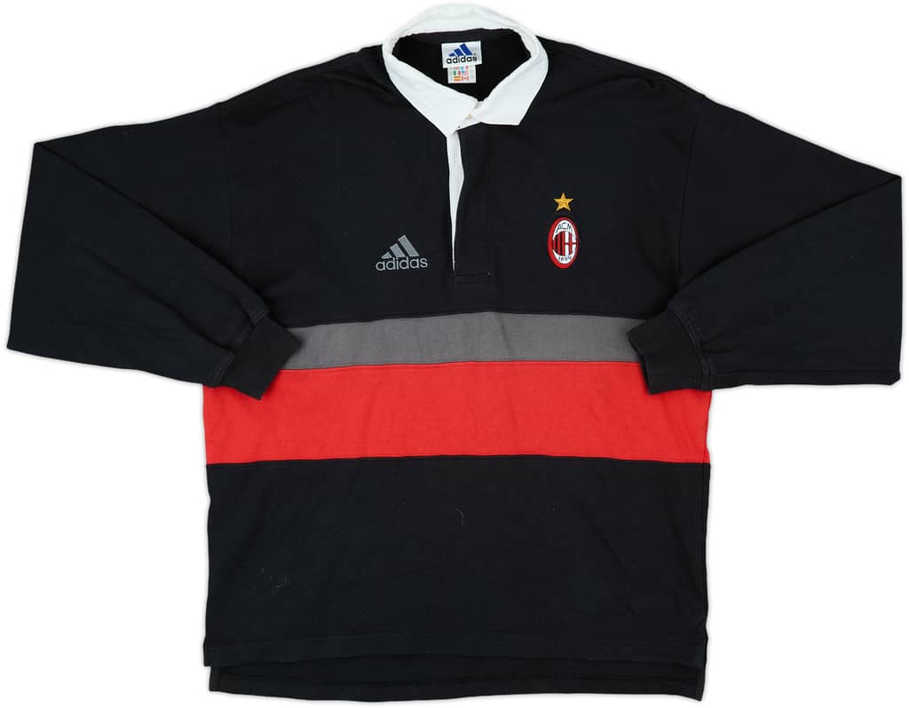2000-01 AC Milan adidas Polo L/S Shirt - 8/10 - (S)