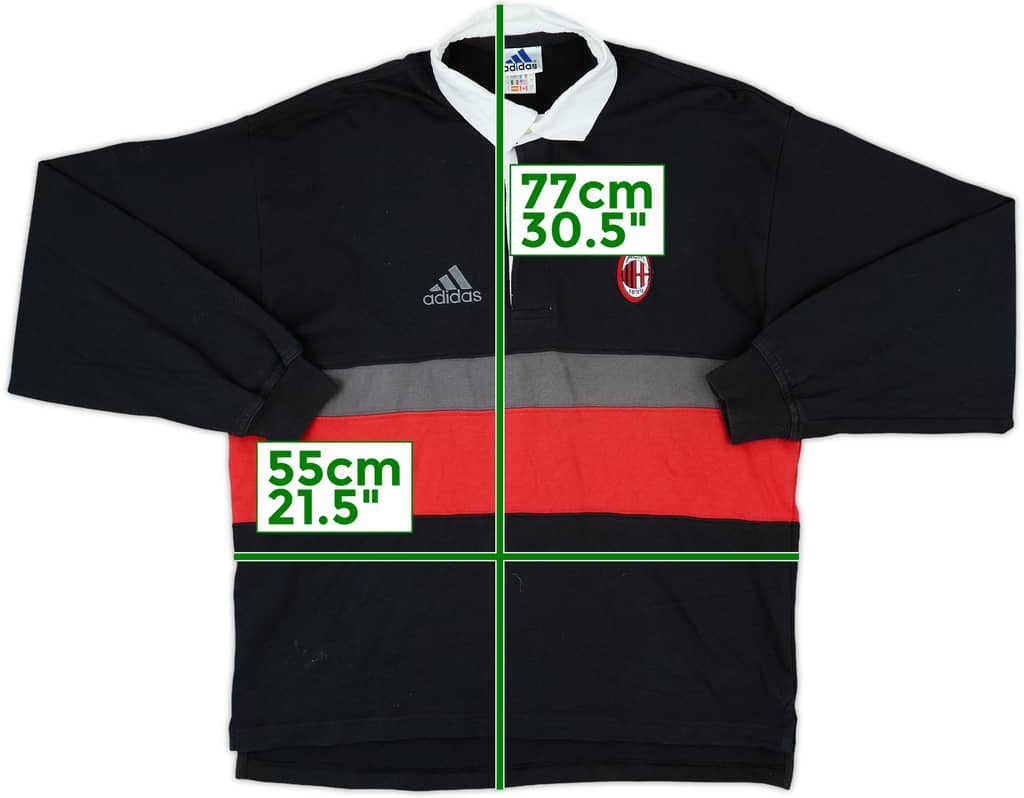 2000-01 AC Milan adidas Polo L/S Shirt - 8/10 - (S)