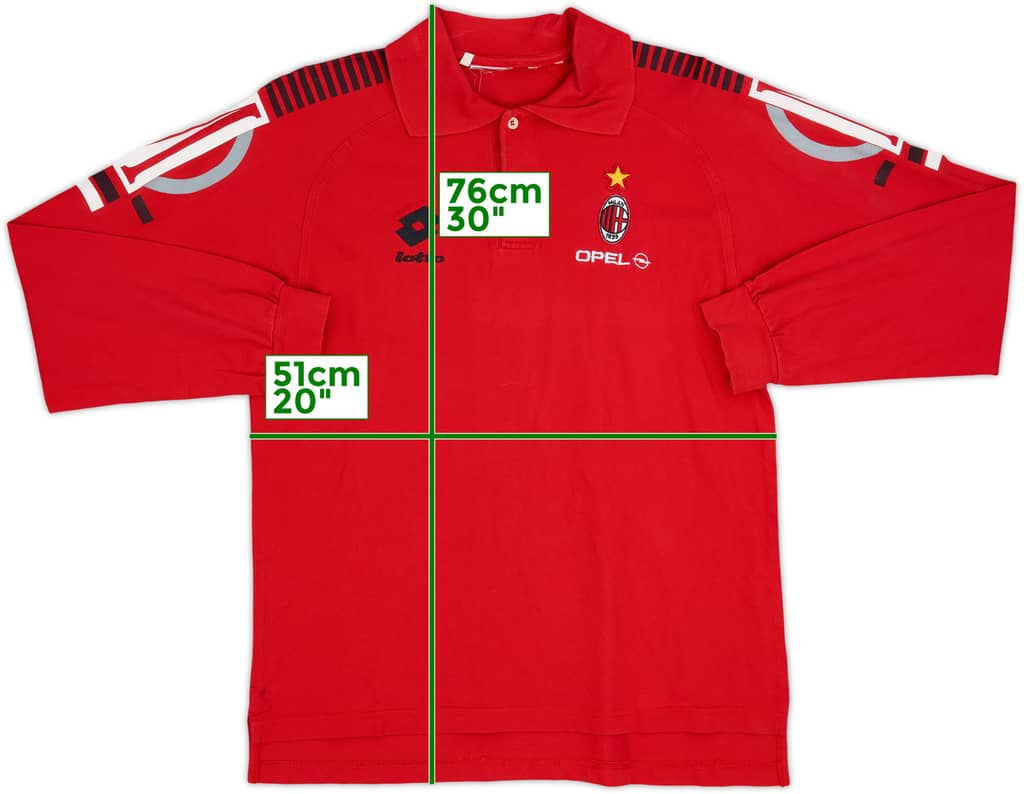 1995-96 AC Milan Lotto Polo L/S Shirt - 8/10 - (L)
