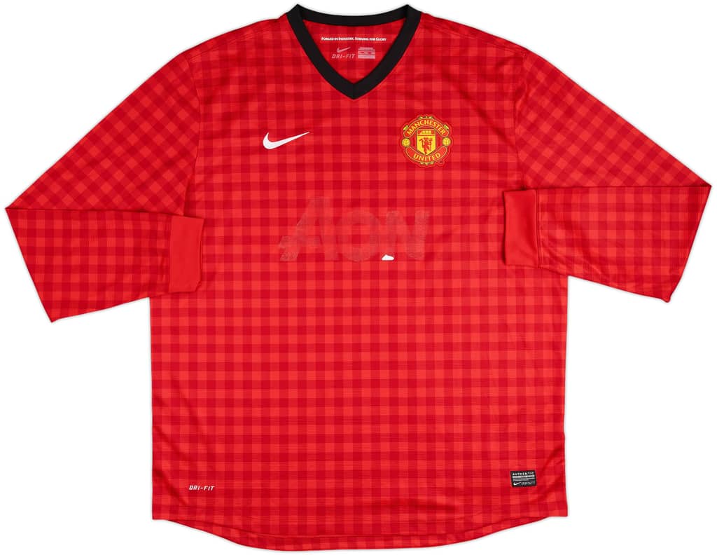 2012-13 Manchester United Home L/S Shirt - 4/10 - (XXL)
