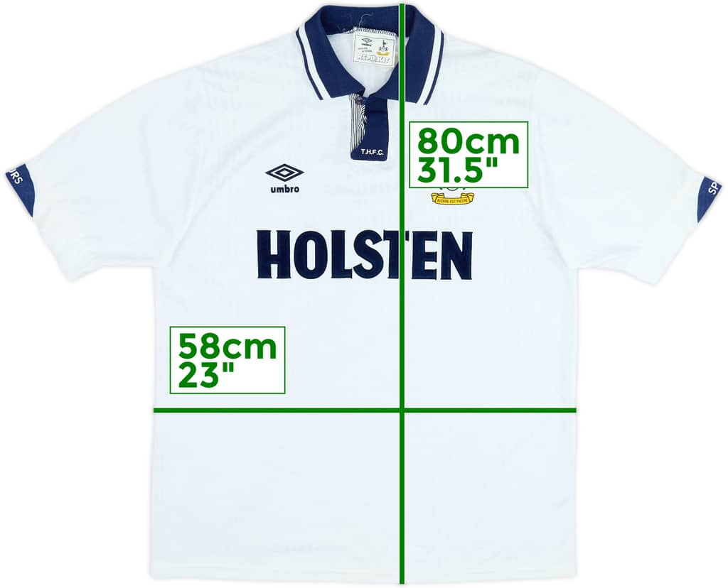 1991-93 Tottenham Home Shirt - 8/10 - (XL)