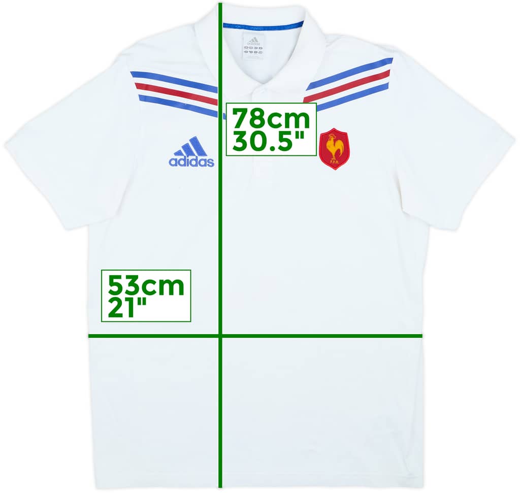 2012-13 France Rugby adidas Polo Shirt - 8/10 - (L/XL)