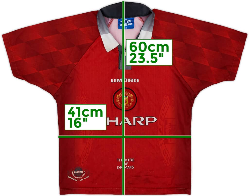1996-98 Manchester United Home Shirt - 9/10 - (L.Boys)