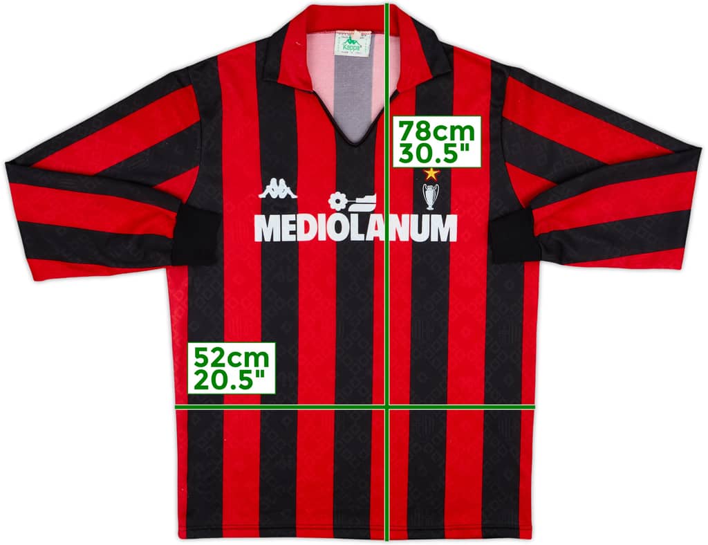 1988-89 AC Milan Home L/S Shirt - 9/10 - (XL)