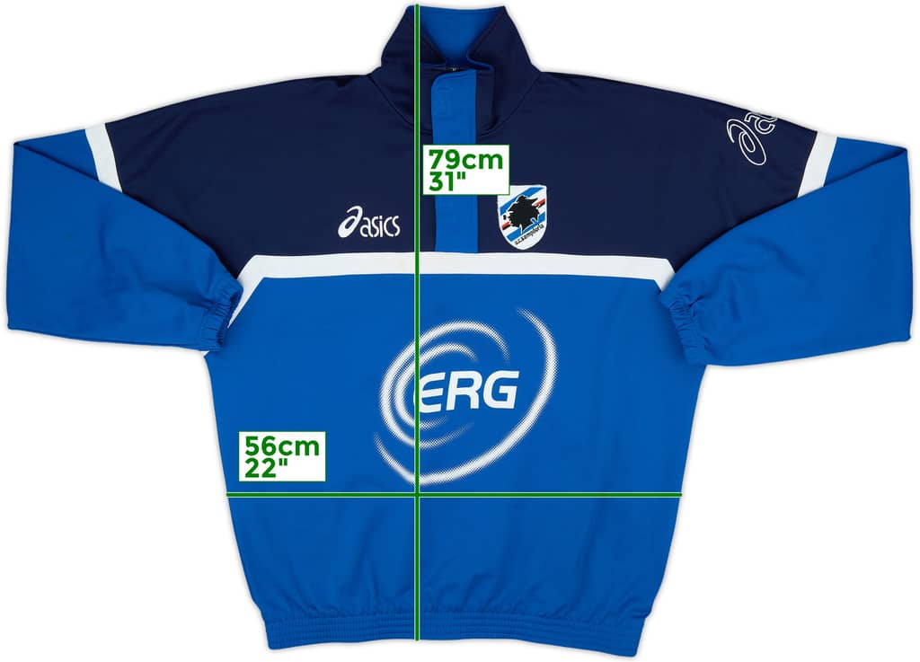 2002-03 Sampdoria Asics 1/4 Zip Track Jacket - 8/10 - (XL)