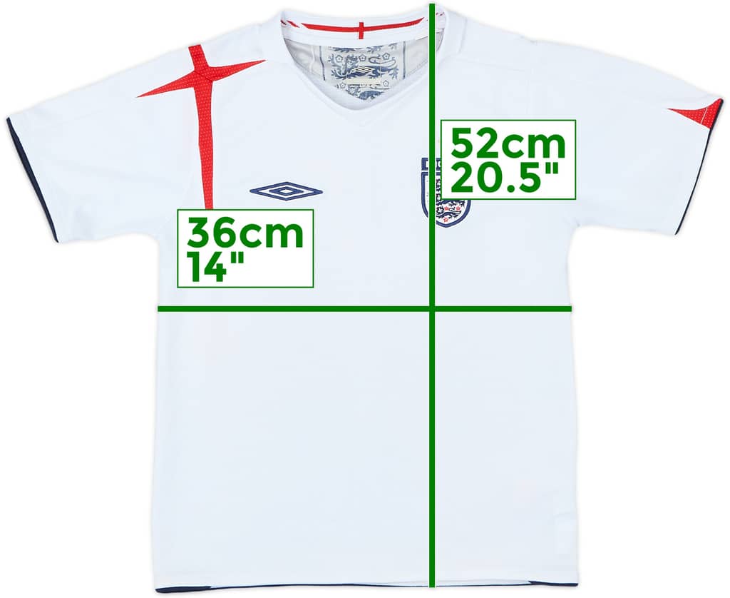 2005-07 England Home Shirt - 6/10 - (6-7 Years)