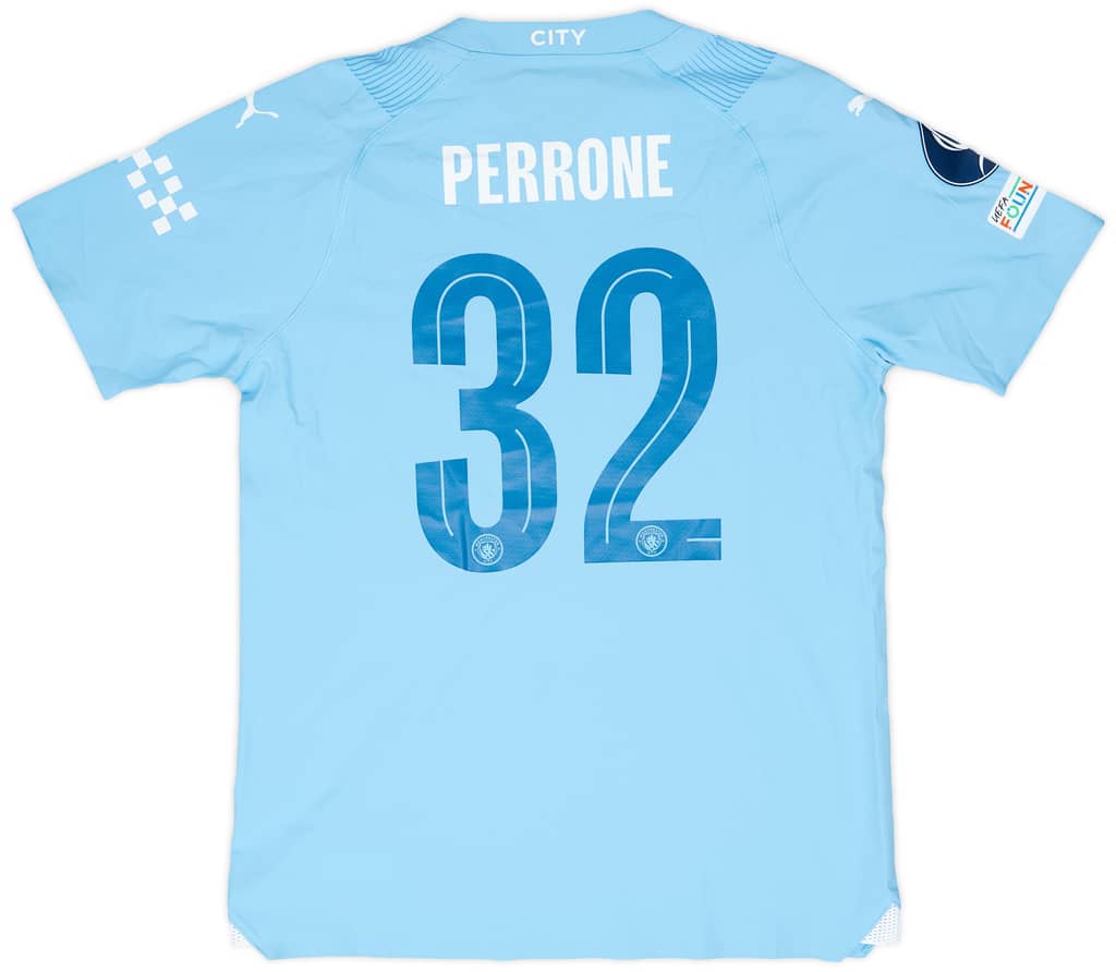 2023-24 Manchester City Match Issue Super Cup Home Shirt Perrone #32