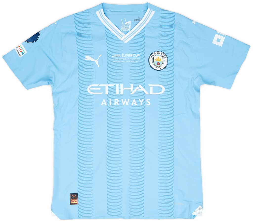 2023-24 Manchester City Match Issue Super Cup Home Shirt Perrone #32