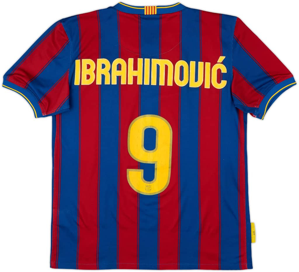 2009-10 Barcelona Home Shirt Ibrahimovic #9 - 6/10 - (XL.Boys)