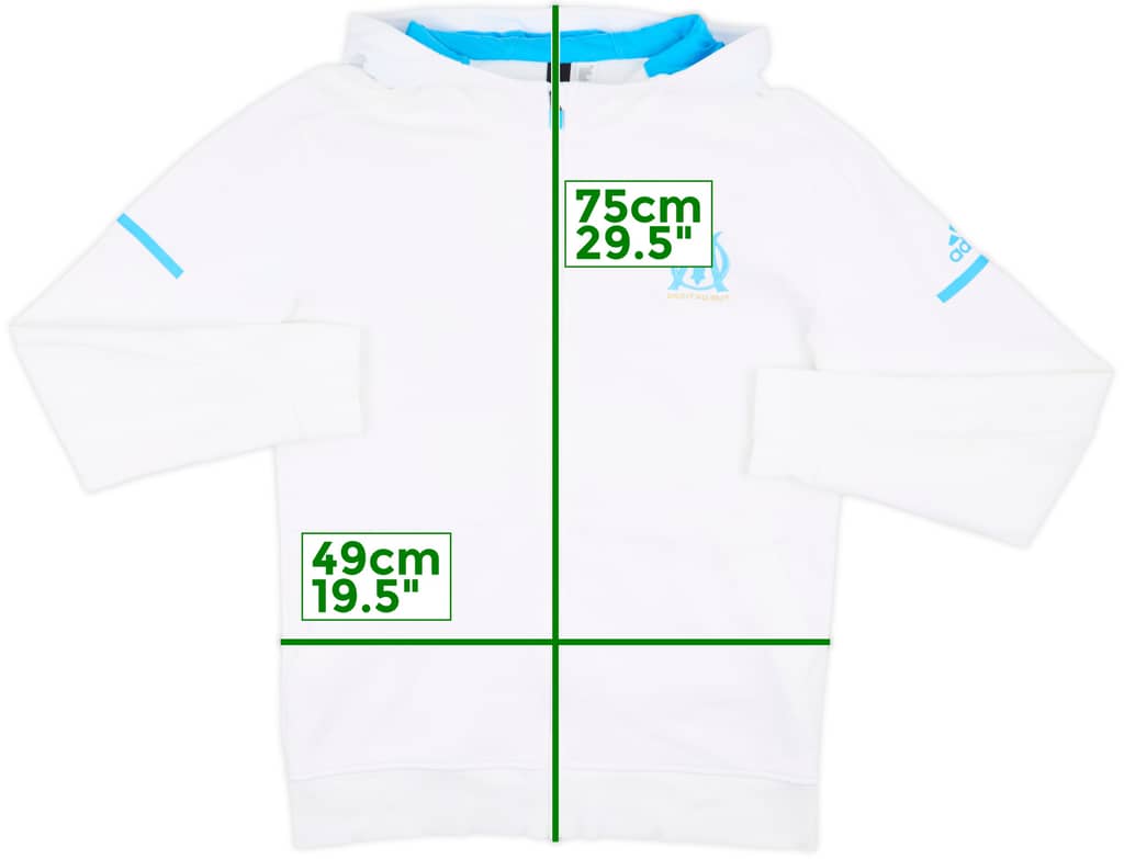 2017-18 Olympique Marseille adidas Zipped Hooded Sweat Top - 9/10 - (M)