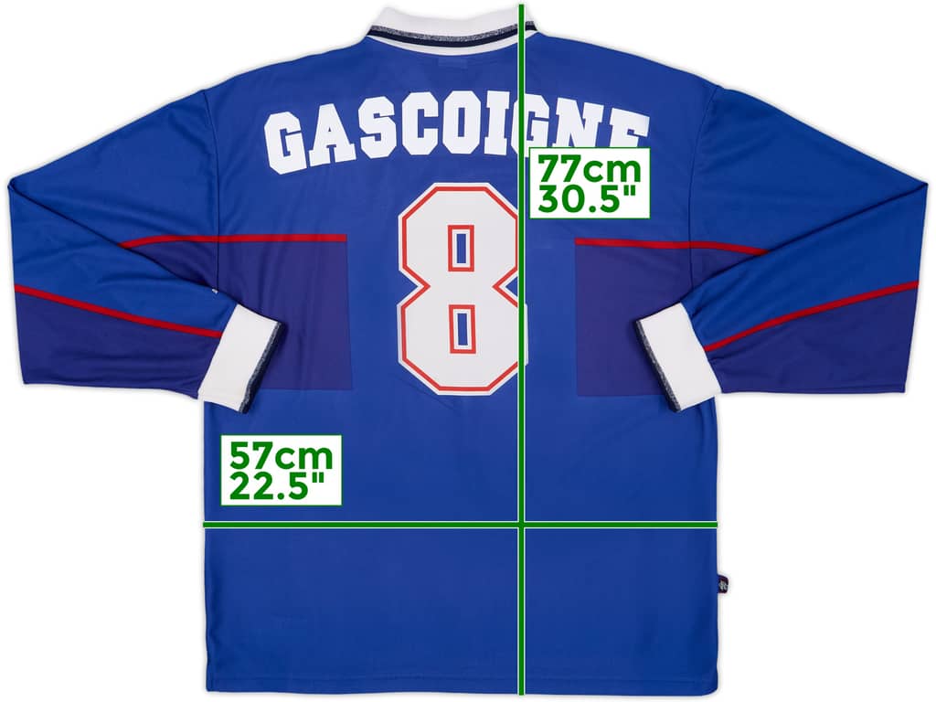 1997-99 Rangers Home L/S Shirt Gascoigne #8 - 8/10 - (XL)