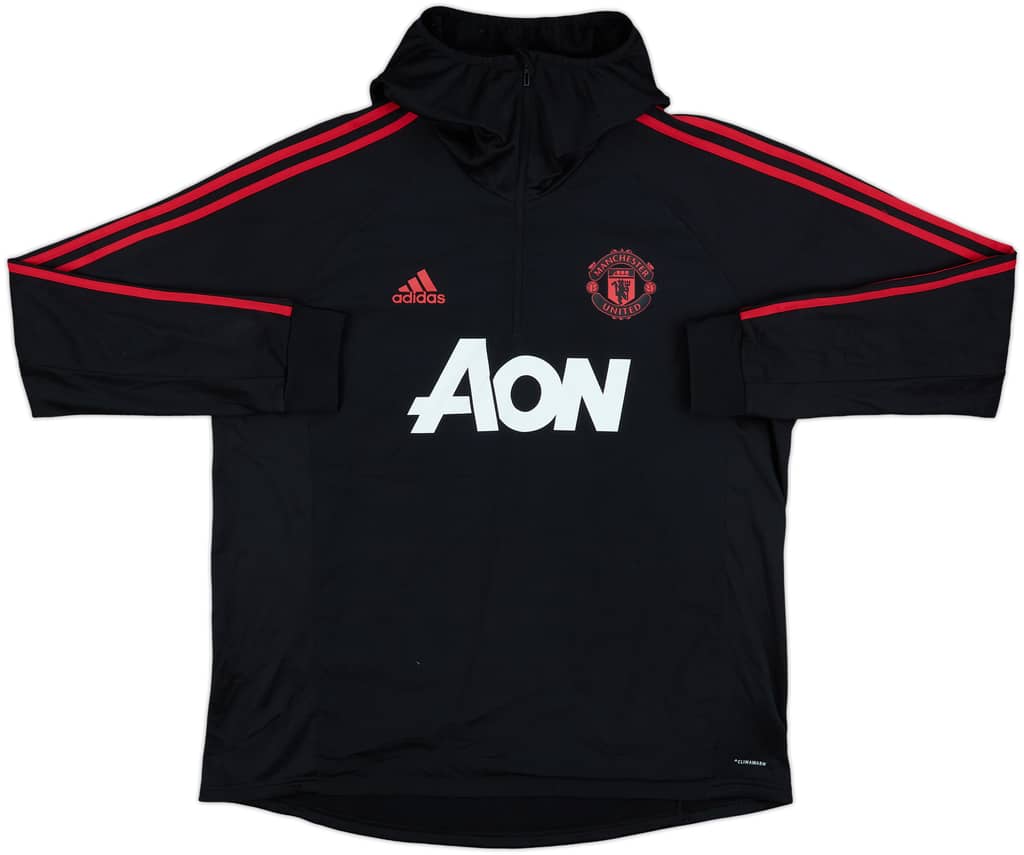 2018-19 Manchester United adidas 1/4 Zip Hooded Drill Top - 8/10 - (XL)
