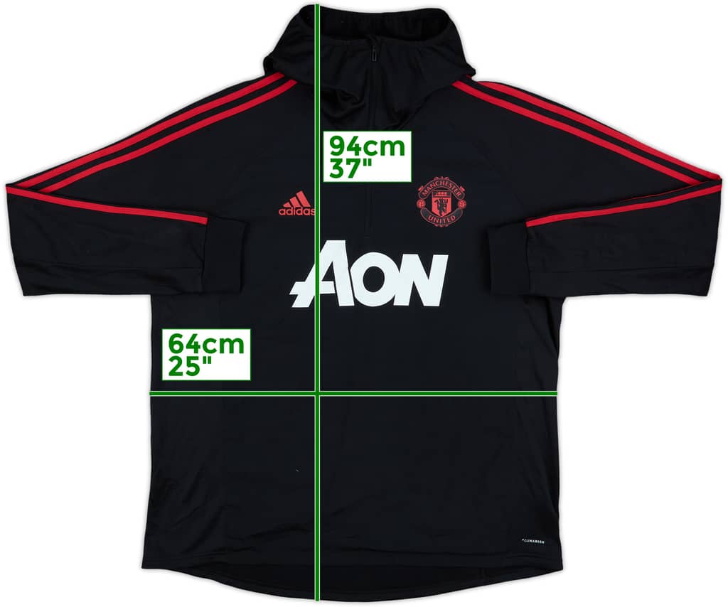 2018-19 Manchester United adidas 1/4 Zip Hooded Drill Top - 8/10 - (XL)
