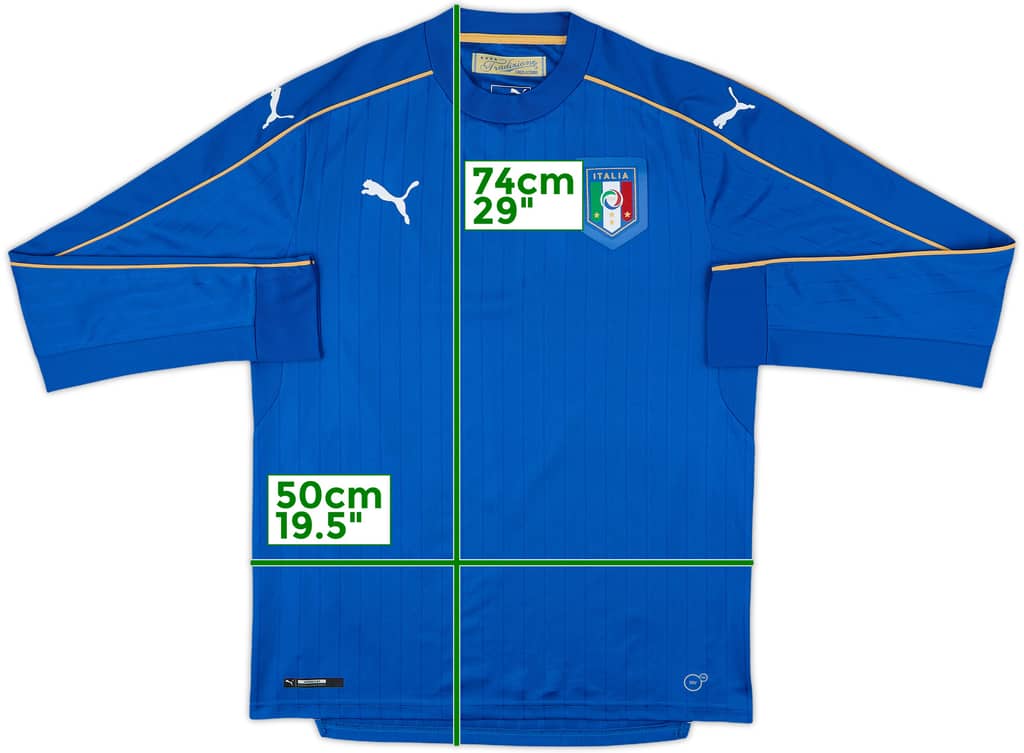 2016-17 Italy Home L/S Shirt - 9/10 - (M)