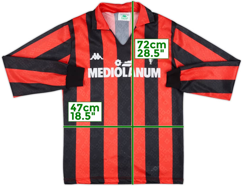 1989-90 AC Milan Home L/S Shirt - 9/10 - (M)