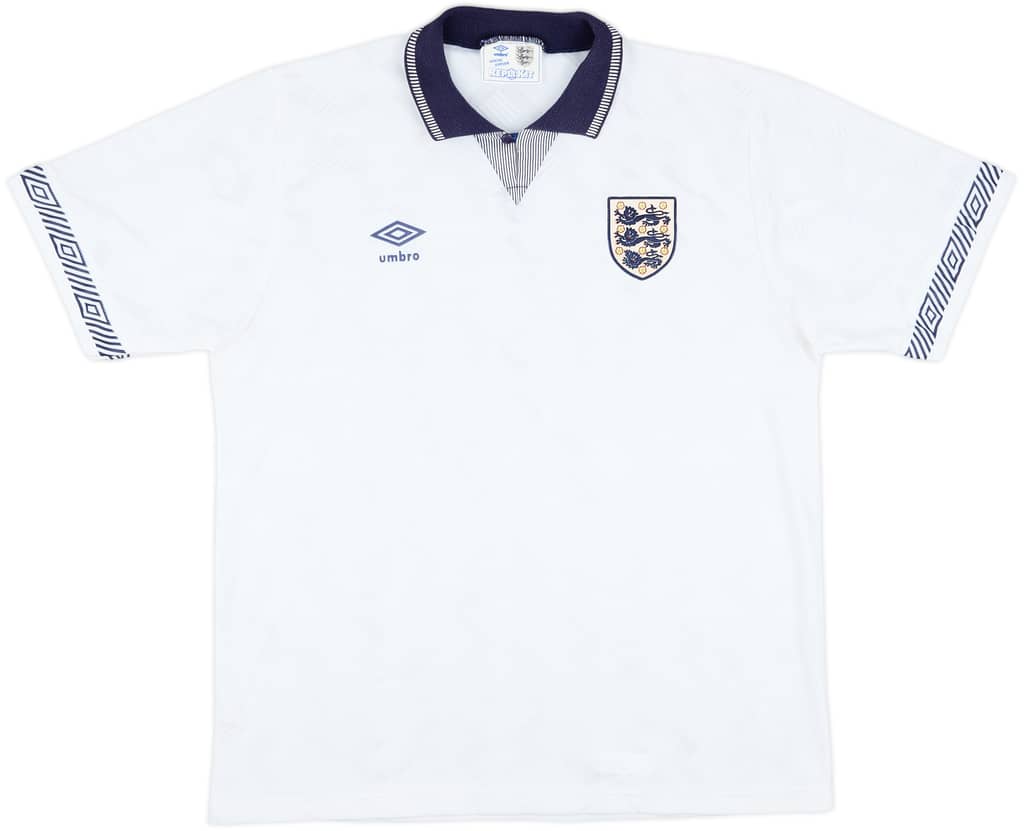 1990-92 England Home Shirt - 8/10 - (XL)