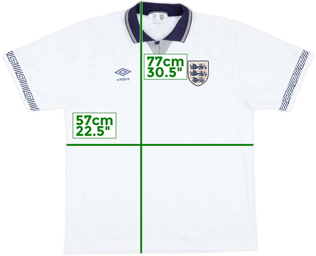 1990-92 England Home Shirt - 8/10 - (XL)