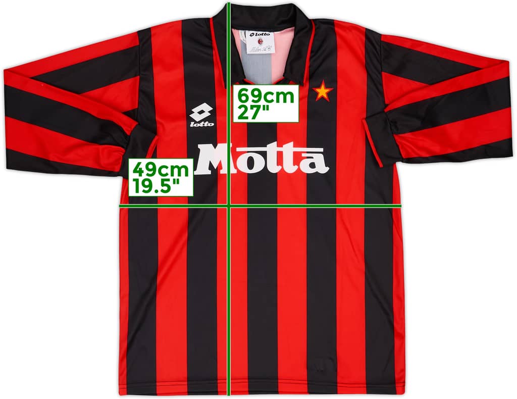 1993-94 AC Milan Home L/S Shirt - 9/10 - (XL.Boys)