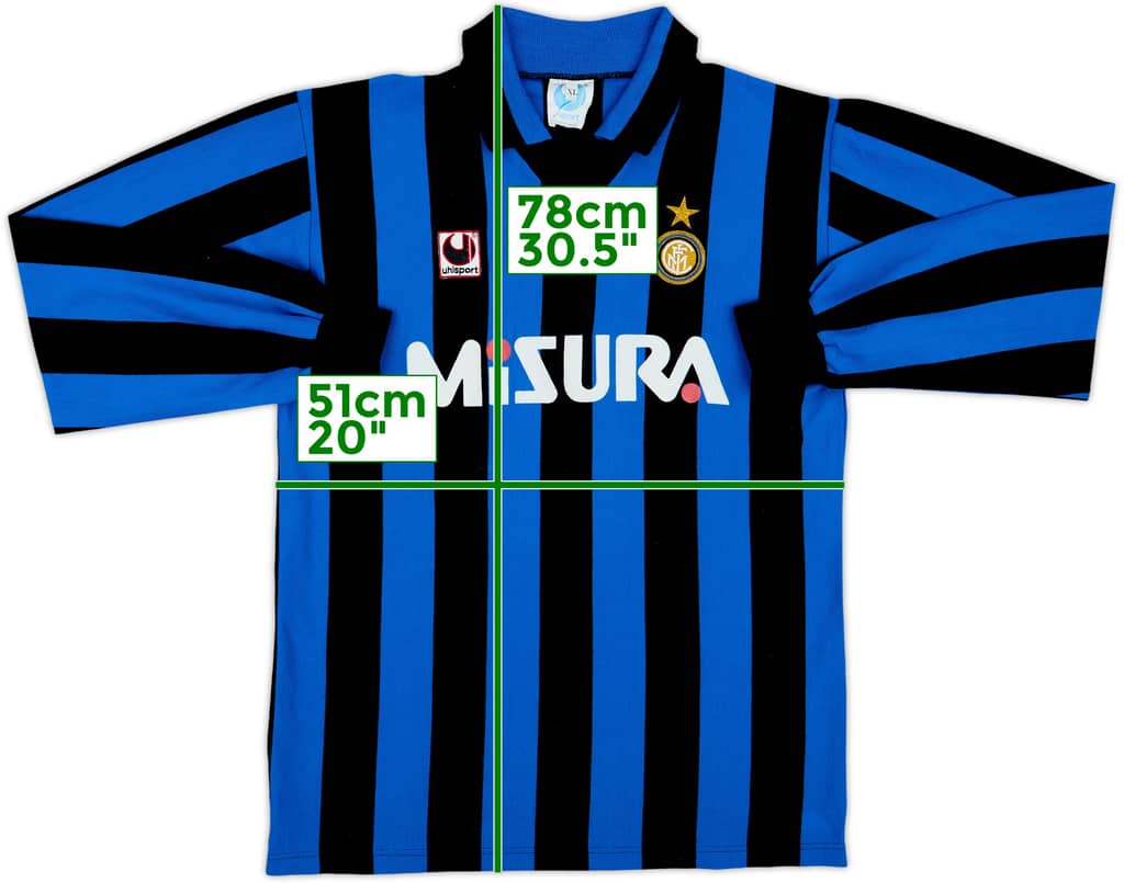 1988-89 Inter Milan Home L/S Shirt - 9/10 - (XL)